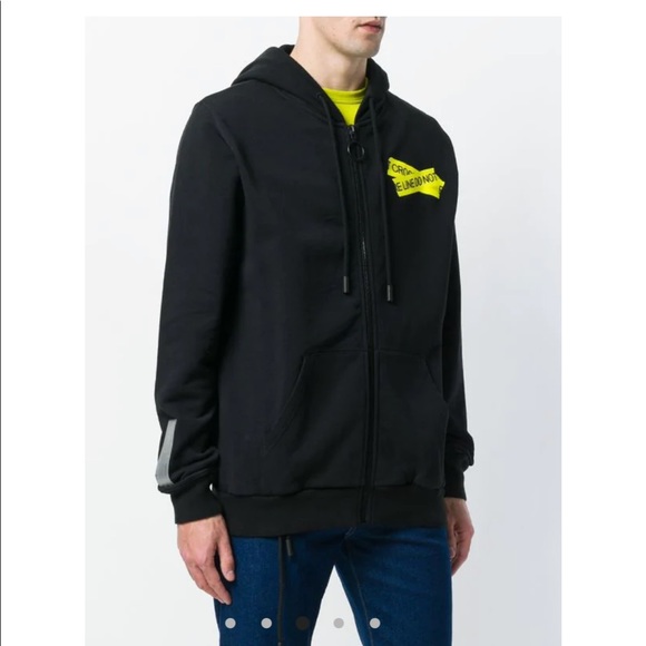 Off-White Zipped Fire Tape Hoodie - Picture 4 of 16